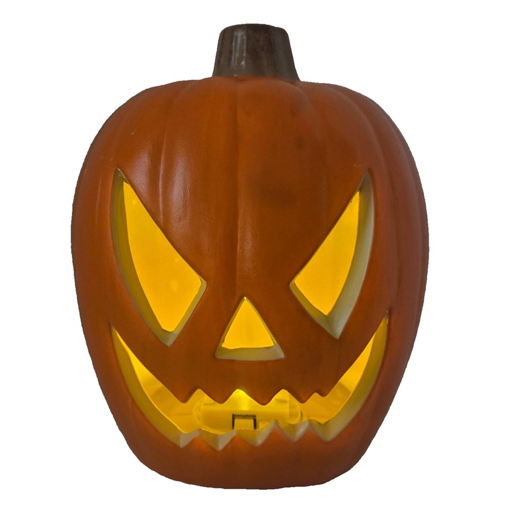 Jack O Lantern Lane Pumpkin Halloween Decor 10.5in Orange NWT Light Up LED